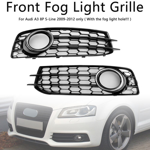2009-2012 Audi A3 8P S-Line Honeycomb Front Bumper Fog Light Grille Cover Generic 2009-2012 Audi A3 8P S-Line Honeycomb Front Bumper Fog Light Grille Cover Generic