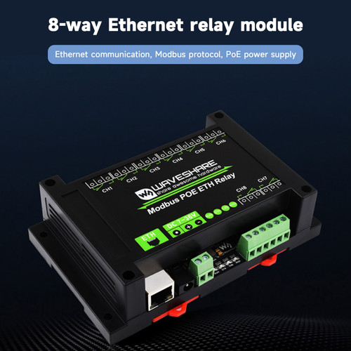 Industrial 8-Channel Ethernet Relay Module Modbus RTU/TCP Protocol Poe Ethernet
