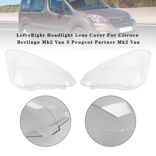 2012-2018 Citroen Berlingo Mk2 Van 3 Left+Right Headlight Lens Cover Generic