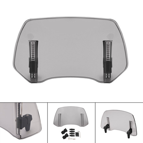 Universal Adjustable Windshield Clip On Wind Screen Deflector Extension Spoiler Gray