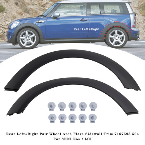 MINI R55 / LCI Rear Left+Right Pair Wheel Arch Flare Sidewall Trim 7167593594 Generic