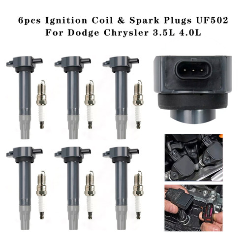 Dodge Chrysler 3.5L 4.0L 6pcs Ignition Coil & Spark Plugs UF502 Generic Dodge Chrysler 3.5L 4.0L 6pcs Ignition Coil & Spark Plugs UF502 Generic