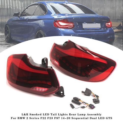 2014-2020 BMW 2 Series F22 F23 F87 Sequential OLED Red Lens L&R Red LED Tail Lights Rear Lamp Assembly Generic