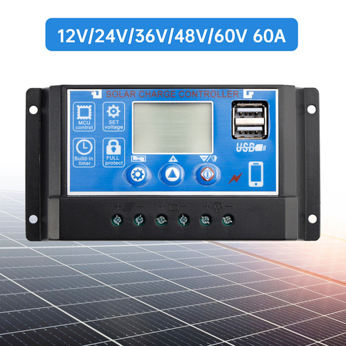 60A PWM Solar Controller Mobile APP Intelligent Control 12V/24V/36V/48V/60V Solar Controller Display Current Solar Street Light Controller 0V Start