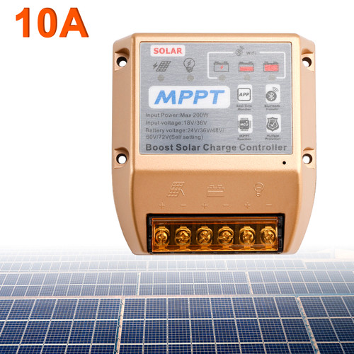 10A Boost MPPT Solar Controller 24V36V48V 60V72V Solar Electric Vehicle Charging Mobile APP