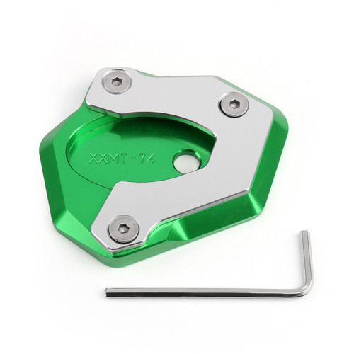 Side Pad Kickstand Stand Extension Plate Kawasaki Z650 Z900 17-18, Green Side Pad Kickstand Stand Extension Plate Kawasaki Z650 Z900 17-18, Green