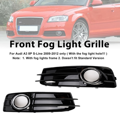 2009-2012 Audi A3 S-Line S3 Front Lower Bumper Grille Fog Light Cover Generic