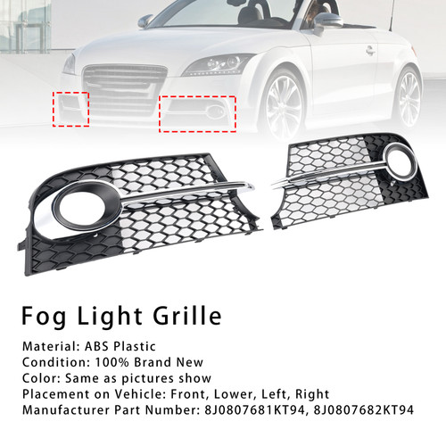 2011-2014 Audi TT MK2 S-LINE TTS Front Bumper Fog Light Grille Chrome Generic