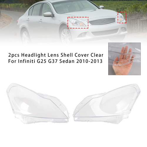2010-2013 Infiniti G25 G37 Sedan 2pcs Headlight Lens Shell Cover Clear Generic 2010-2013 Infiniti G25 G37 Sedan 2pcs Headlight Lens Shell Cover Clear Generic