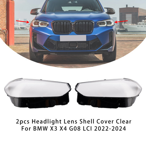 2022-2024 BMW X3 X4 G08 LCI 2pcs Headlight Lens Shell Cover Clear Generic 2022-2024 BMW X3 X4 G08 LCI 2pcs Headlight Lens Shell Cover Clear Generic