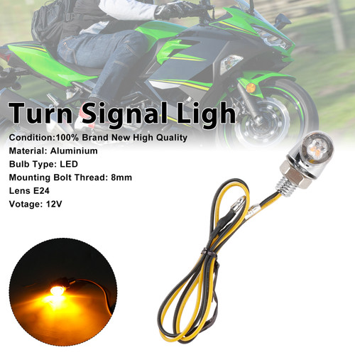 12V LED Turn Signal Indicator Light Chrome 8mm Universal Motorcycle For Honda
