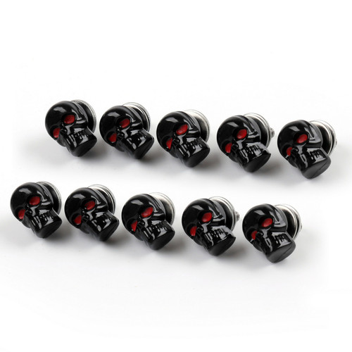 Skull License Plate Windshield Windscreen Bolts Screw, 10 Pcs. Size: M5 (5mm) Black