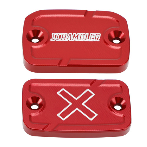 2022-2025 Ducati Desert X 937 Rally CNC Front Brake and Clutch Fluid Tank Caps Red Generic