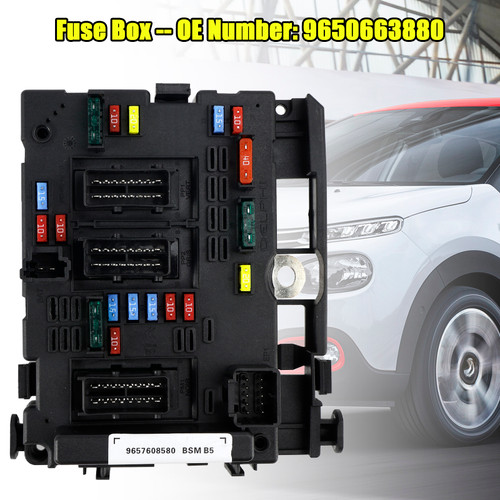 Fuse Box 9650663880 For Citroen C3 C4 C5 Peugeot 1007 206 206+ 307 406 807