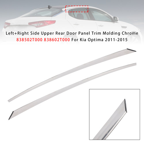2011-2015 Pair() Upper Rear Door Panel Trim Left+Right Side Upper Rear Door Panel Trim Molding Chrome 838502T000 838602T000 Generic