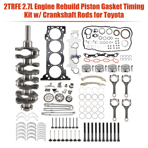 2010 TOYOTA 4RUNNER 2.7L 2TRFE 2.7L Engine Rebuild Piston Gasket Timing Kit w/ Crankshaft Rods Generic