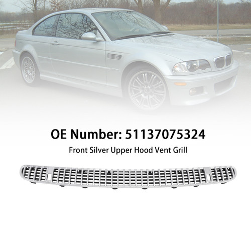 2002-2005 BMW E46 Front Silver Upper Hood Vent Grill 51137075324 Generic