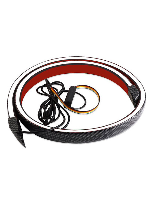 Car Tail Streamer Lamp Carbon Fiber LED Light Rear Wing Spoiler Lip Brake Trunk Multicolour 1.3M