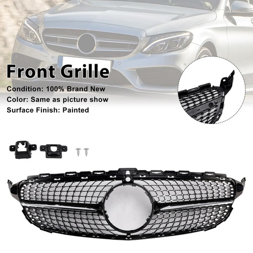 2015-2018 Benz C-Class W205 C250 C300 C400 Diamond Front Grille Generic