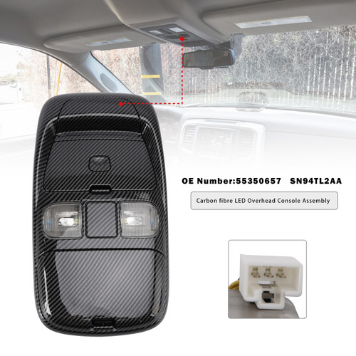 1998-2002 Dodge Ram 2500 Front LED Overhead Console Assembly 55350657 Carbon fibre Generic