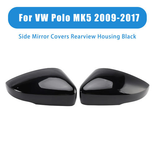 2009-2017 VW Polo MK5 1 Pair Side Mirror Covers Black Generic