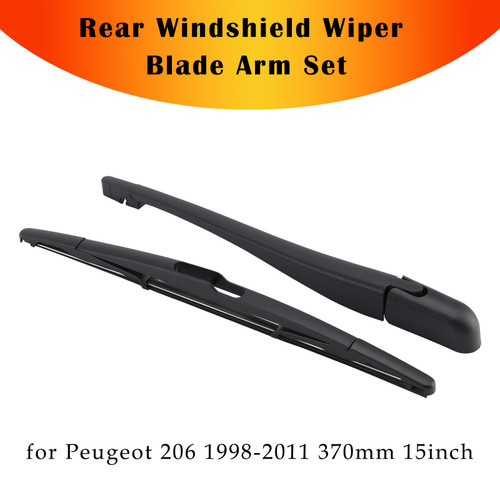 2006-2012 Peugeot 207 Hatchback Rear Windshield Wiper Blade Arm Set Black Generic