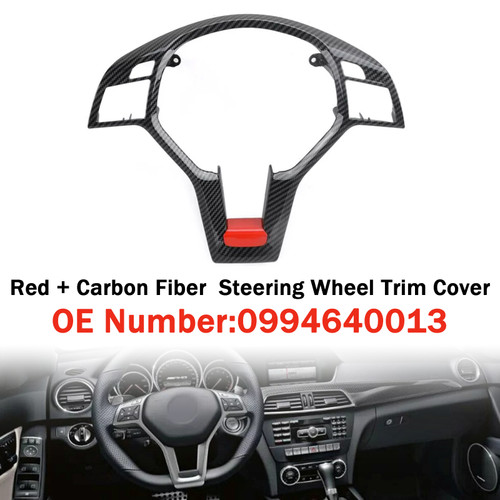2012-2014 Mercedes-C-CLASS W204 C63 E-CLASS W212 E63 2012-201 Steering Wheel Trim Cover Carbon fiber Red Generic