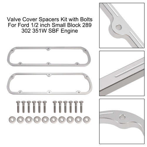 Valve Cover Spacers Kit with Bolts For Ford 1/2 inch Small Block 289 302 351W SBF Engine