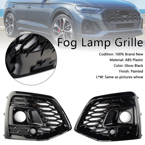 2021-2025 Audi Q5 SQ5 S-Line 2* Fog Lamp Grille Gloss Black Generic 2021-2025 Audi Q5 SQ5 S-Line 2* Fog Lamp Grille Gloss Black Generic