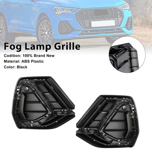 2019-2022 Audi Q3 S-Line Black 2* Fog Lamp Grille Generic 2019-2022 Audi Q3 S-Line Black 2* Fog Lamp Grille Generic