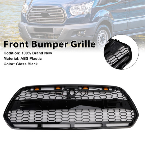 2015-2018 FORD TRANSIT MK8 With Led Light Front Bumper Grille Gloss Black Generic
