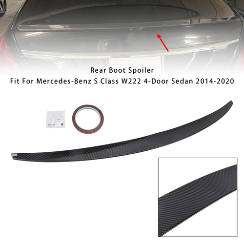 2014-2020 Mercedes-Benz S Class W222 4-Door Sedan Carbon Fiber Look Rear Boot Spoiler Generic