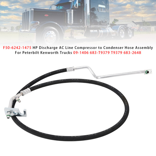 F50-6242-1475 HP Discharge AC Line Compressor to Condenser Hose Assembly For Peterbilt Kenworth Trucks