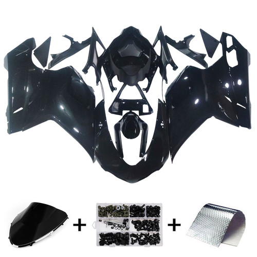 2007-2011 Ducati 1098 1198 848 Amotopart Fairings Black 1198 Racing Customs Fairing