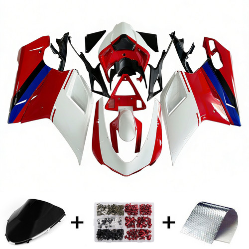 2007-2011 Ducati 1098 1198 848 Amotopart Fairings White & Red Xerox Racing Customs Fairing