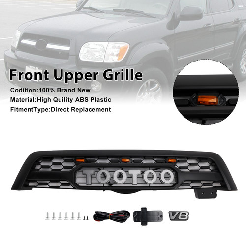 2005-2007 Toyota Sequoia Front Bumper Grille With Led Light Matte Black Generic