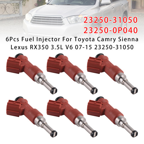 2008-2011 Toyota Highlander 6 Cyl 3.5L 6Pcs Fuel Injector 23250-31050 Generic
