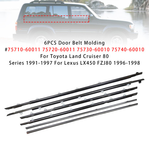 1991-1997 Toyota Land Cruiser 80 Series 6PCS Door Weatherstrip Seal 75710-60011 Generic