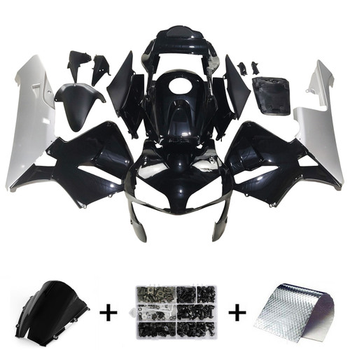 2003-2004 Honda CBR600RR Amotopart Fairings Black & Silver Honda Racing Customs Fairing