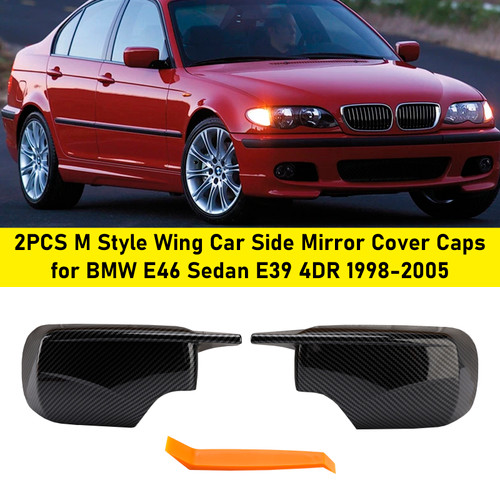 1998-2005 BMW 3 Series E46 Touring 2PCS M Style Wing Car Side Mirror Cover Caps Carbon Generic