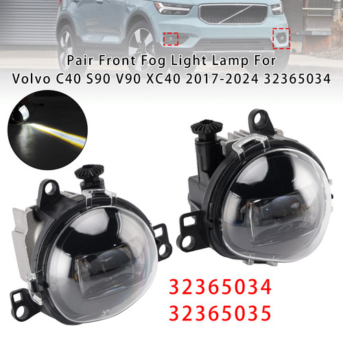 2017-2024 VOLVO XC40 C40 S90 V90 Pair Front Fog Light Lamp 32365034 32365035 Generic