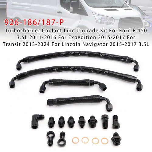 2011-2016 Ford F-150 EcoBoost 3.5L Turbocharger Coolant Line Upgrade Kit 926-186/187-P Generic