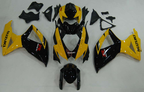 Fairings Suzuki GSXR 600 750 Black & Yellow GSXR Racing  (2008-2009-2010)