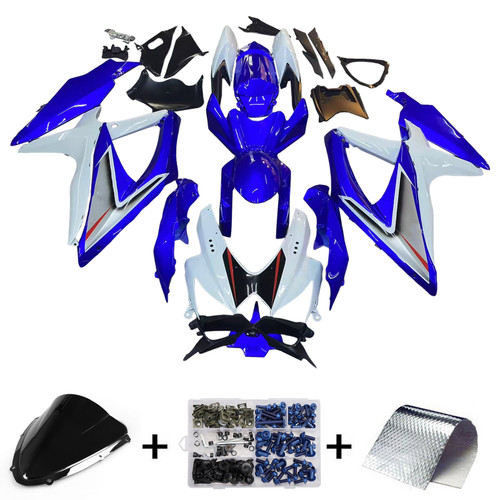 2008-2009-2010 Suzuki GSXR 600 750 White & Blue GSXR Racing Amotopart Fairings Customs Fairing