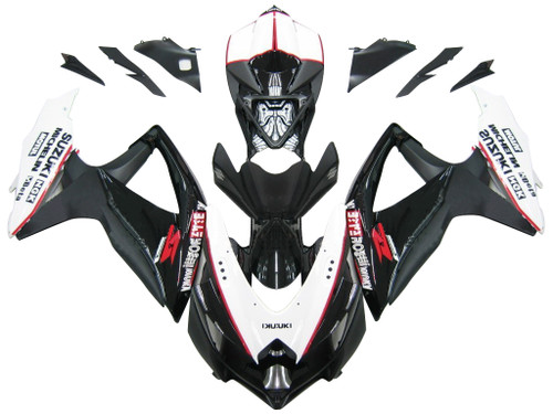 Fairings Suzuki GSXR 600 750 Black White GSXR Racing  (2008-2009-2010)