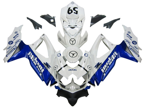 Fairings Suzuki GSXR 600 750 White Blue Jordan Racing  (2008-2009-2010) Fairings Suzuki GSXR 600 750 White Blue Jordan Racing  (2008-2009-2010)