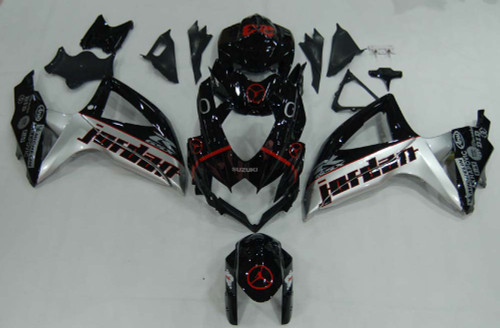 Fairings Suzuki GSXR 600 750 Black Silver Jordan Racing  (2008-2009-2010)