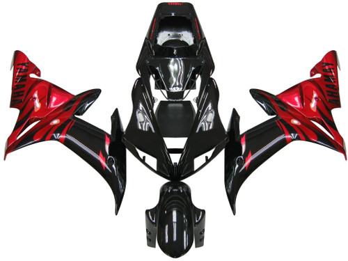 Fairings Yamaha YZF-R1 Black Red Tribal  R1 Racing (2002-2003)