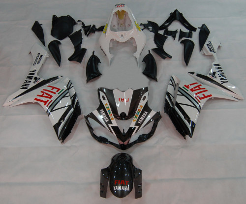 Fairings Yamaha YZF-R1 Black White FIAT R1 Racing (2007-2008)