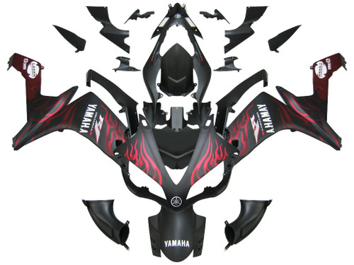 Fairings Yamaha YZF-R1 Black Matte & Red Flame R1 Racing (2007-2008) Fairings Yamaha YZF-R1 Black Matte & Red Flame R1 Racing (2007-2008)
